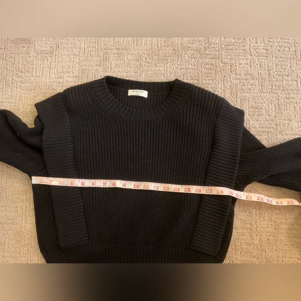 🖤💫 Aritzia Babaton Gratzia Black 100% Merino Wool Sweater Shoulder Pads M EUC - Picture 7 of 9